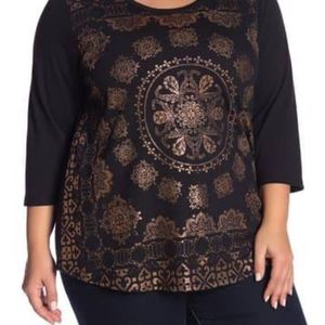 Lucky Brand Metallic Medallion Print Shirt